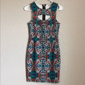 Open chest funky print dress